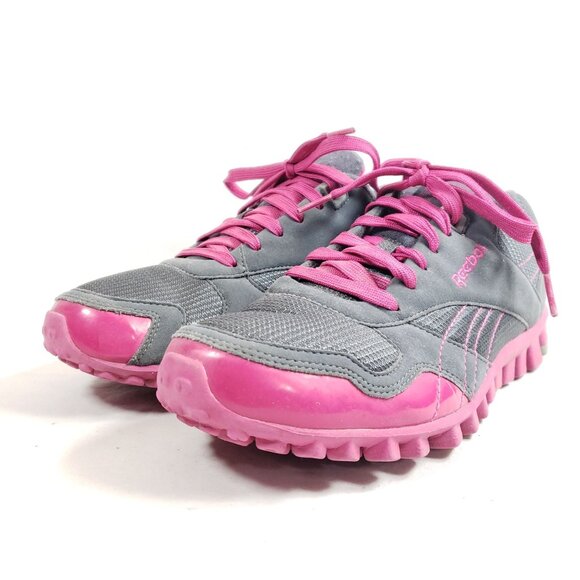 Reebok Womens Size 8.5 Athletic Shoes Gray Pink Mesh Suede - Picture 2 of 9